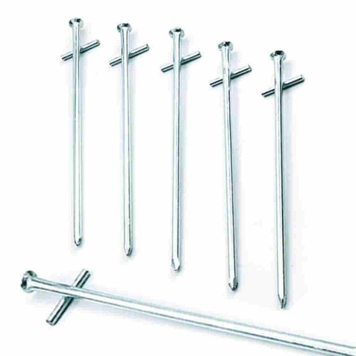 Set of 5 Tent Pegs for Rocky Ground, 23cm, Galvanized Steel