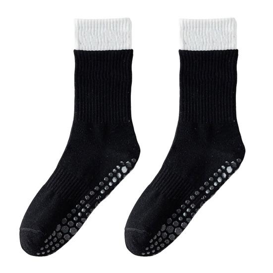 1 пара женских носков-тапочек, противоскользящие, силиконовые, посередине, без запаха, утолщенные, теплые, однотонные, высокоэластичные, впитывающие пот, не садятся