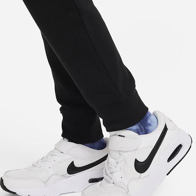 Nike Детские трикотажные спортивные брюки повседневные однотонные со средней талией зауженные флисовые плотные черные детские штаны FD4985-010