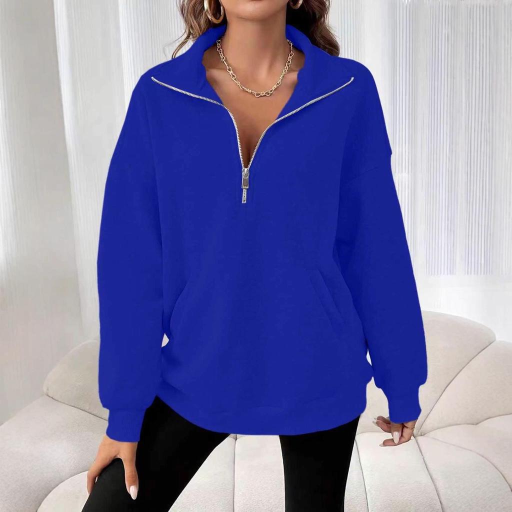2025 Euro-American Cross-border Half-zip Long-sleeve Loose One-piece Hoodie for Autumn/Winter
