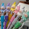 1 Piece Flocking Labubu Kawaii Beaded String Pens Cute Cartoon Ballpoint Pen Student Stationery Office Supplies Gifts