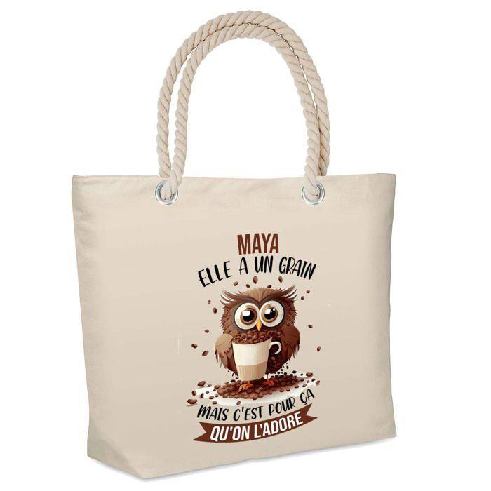 Sac isotherme - PLANETEE - Maya Chouette Grain - Coton - Beige - Grande contenance