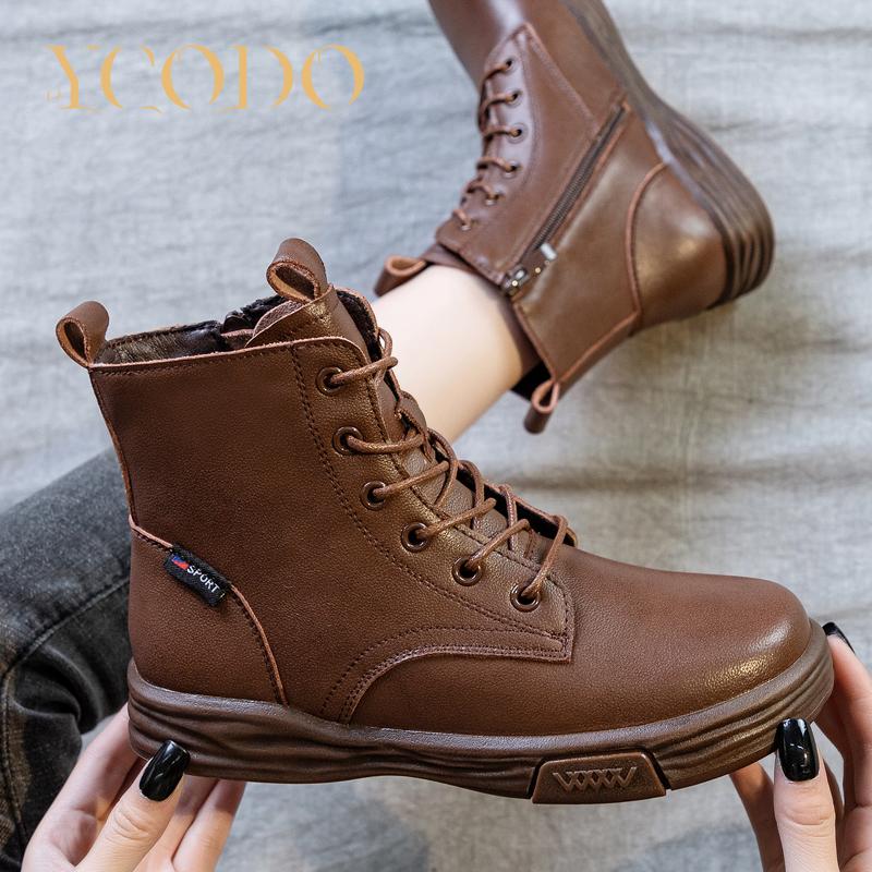 Кожаные ботильоны, женская повседневная студенческая обувь на плоской подошве