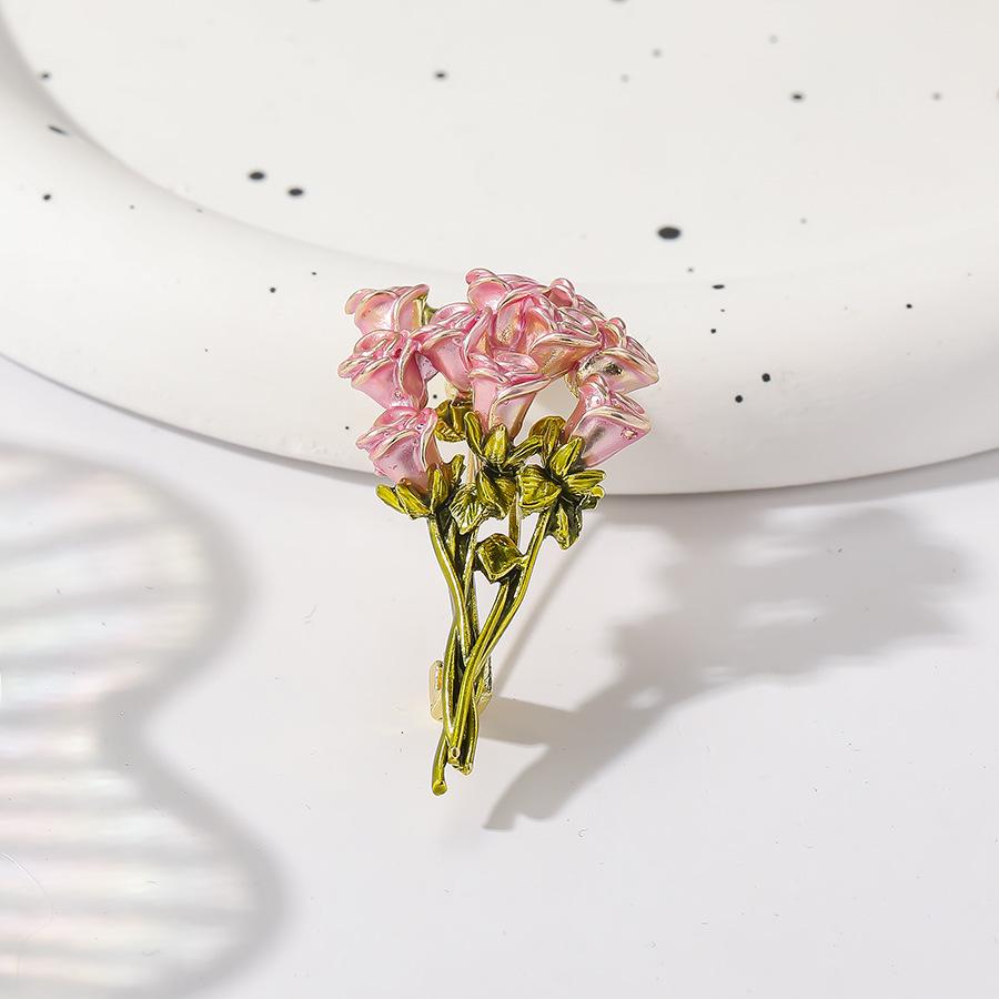 Брошь-букет из 3D розовых роз: Свежая пасторальная эмалевая брошь для женщин