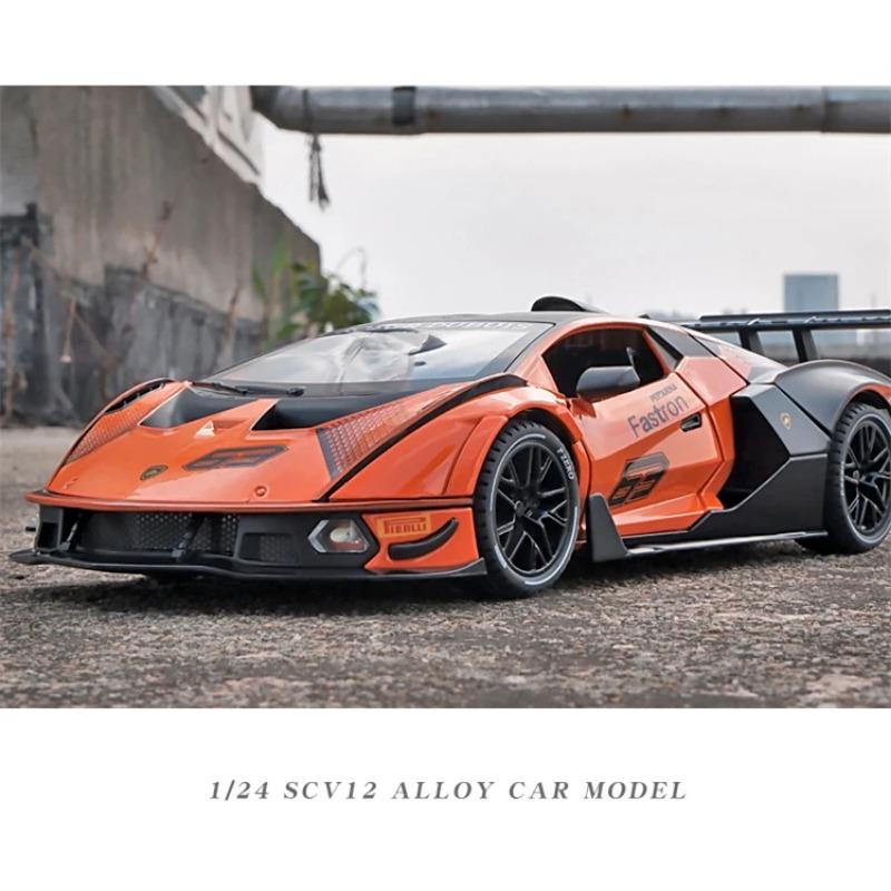 1/24 Lamborghini Essenza SCV12 сплава спортивная модель автомобиля литые металлические игрушечные транспортные средства коллекция моделей автомобилей имитация звука света детский подарок