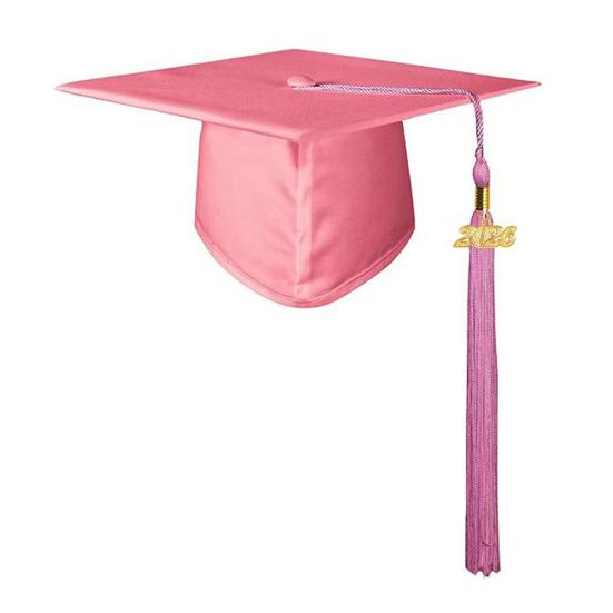 Унисекс Матовая академическая шапочка с кисточкой-шармом 2026 года Взрослые Поздравляем Выпускной аксессуар для средней школы Бакалавр Магистр