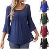 Women's Fashion Casual Round Neck 3/4 Sleeve Mesh Top