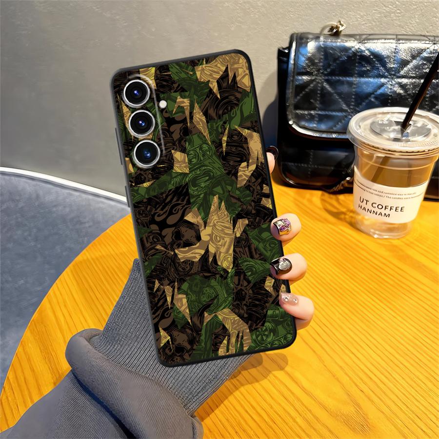 Мягкий чехол-бампер с камуфляжным рисунком для Samsung Galaxy A24 A31 A16 A21s A22 A23 A33 A34 A14 A15 A35 A41 A51 A52 A54