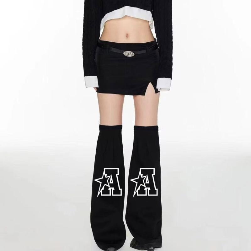 Women's Flared Leg Warmers Girls 80s Harajuku Punk Knee Highs Leg Socks Preppy Stockings Gotik Clothes Streetwears