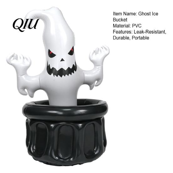 Halloween Party Decor Inflatable Ghost Ice Bucket, Drink Tub, White Snack Holder Beverage Cooler for Decor, Outdoor Picnic Storage Themed