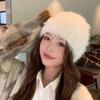 Korean Style Pearls Bow Woolen Hat Colorful Brimless Beanie Cap Knitted Pullover Hat  Women