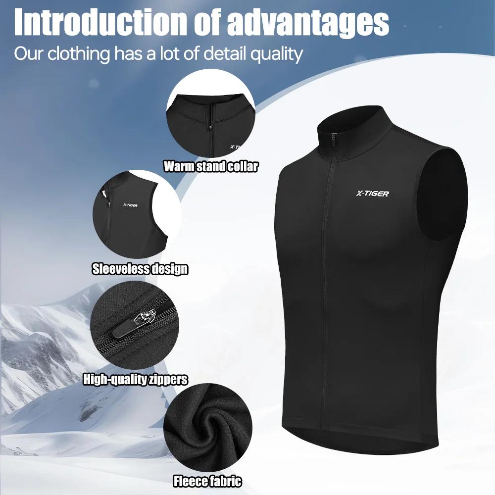X-TIGER Warm Cycling Vest Windproof Loose Fleece Sleeveless Waistcoat For Mountain Road Bike Winter Reflective Bicycle Vest