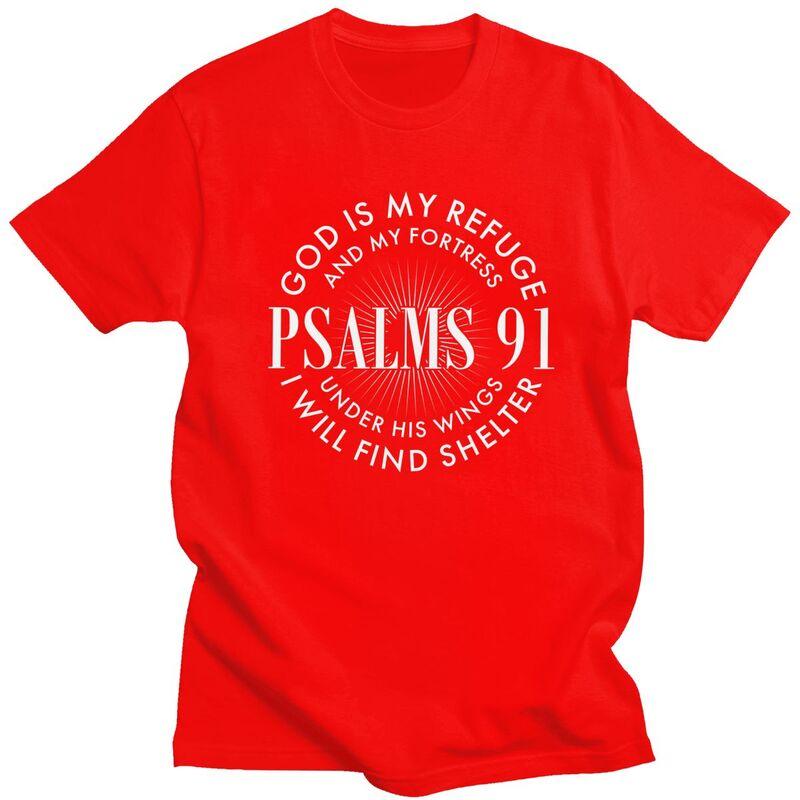 God Is My Refuge And My Fortress Psalms 91 T Shirt for Unisex Pure Cotton Tshirt Short Sleeve Tee Shirt Loose Fit Clothing Gift