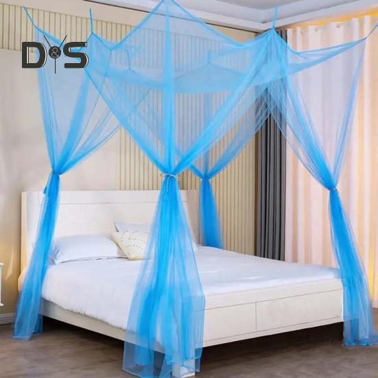 Двуспальная кровать москитная сетка мелкий сетчатый балдахин дышащий 4 угловой летний занавес для кровати для внутреннего и наружного использования в семейном общежитии