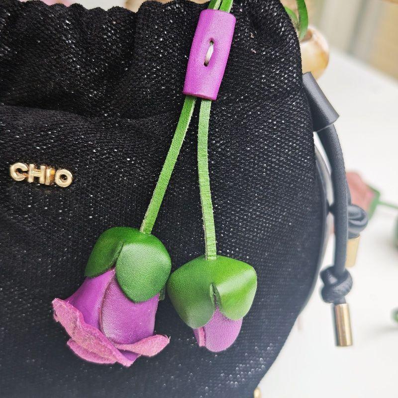 Плюшевый кожаный брелок для сумки, подвеска в виде цветочного шара, роскошная мода, высококачественный цветок личи, подвеска для автомобиля, украшение, аксессуары для сумок