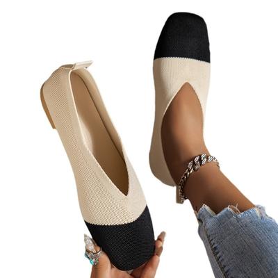 Модные однотонные лоферы из сетки с квадратным носком, женские балетки на плоской подошве, вязаные балетки с мягкой подошвой, повседневные слипоны, туфли-лодочки