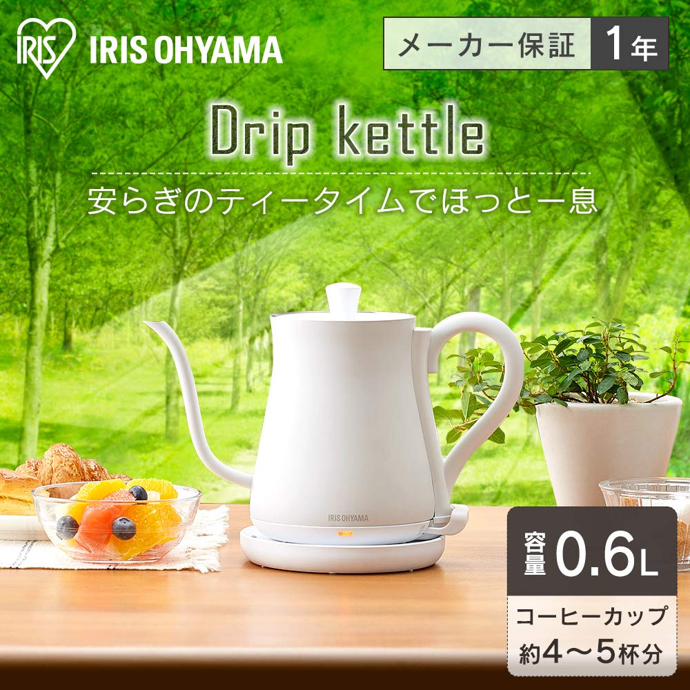 Электрический чайник Iris Ohyama капельного типа 600 мл античный белый энергосберегающие меры IKE-C600-W