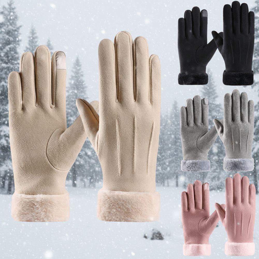 Thick Plush Gloves Outdoor Guantes Fashion Touchscreen Gloves Lady