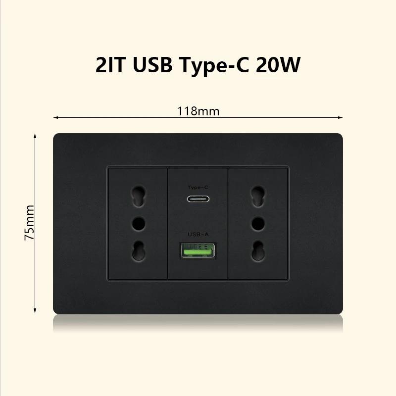 Италия Чили Мексика розетка с USB Smart Type-c 20 Вт быстрая зарядка настенная вилка, Бразилия электрический выключатель света двойная usb розетка