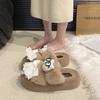 2025 новые милые мультяшные тапочки-медвежата для женщин для ношения в помещении и на улице осенью и зимой, нескользящие хлопковые тапочки на толстой подошве для женщин