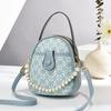 New Casual Femme Small Square Bag Cute Lightweight Girls Single Shoulder Bag Pearl Chain Ladies Crossbody Phone Bag