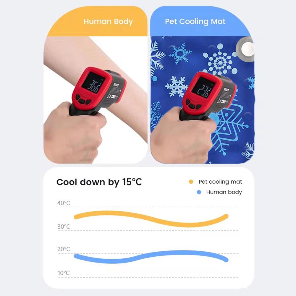 Прочный охлаждающий коврик с рисунком снежинки для домашних животных - Сохраняет прохладу для собак и кошек в помещении и на улице