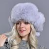 Winter Hats Earflaps Women Bomber Hats Natural Fox Fur Fluffy Female Girls Warm Sheepskin Windproof Russian Trapper Hats