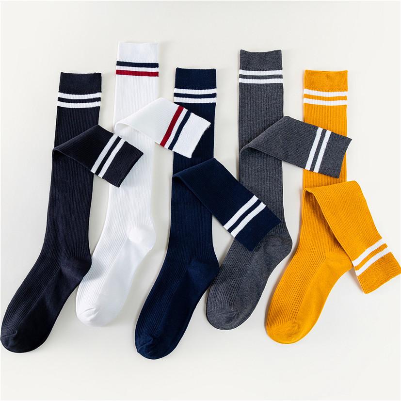 Параллельные брусья вертикальные полосатые носки-трубы женские из чесаного хлопка японские ретро студенческие носки до щиколотки и гольфы универсальные