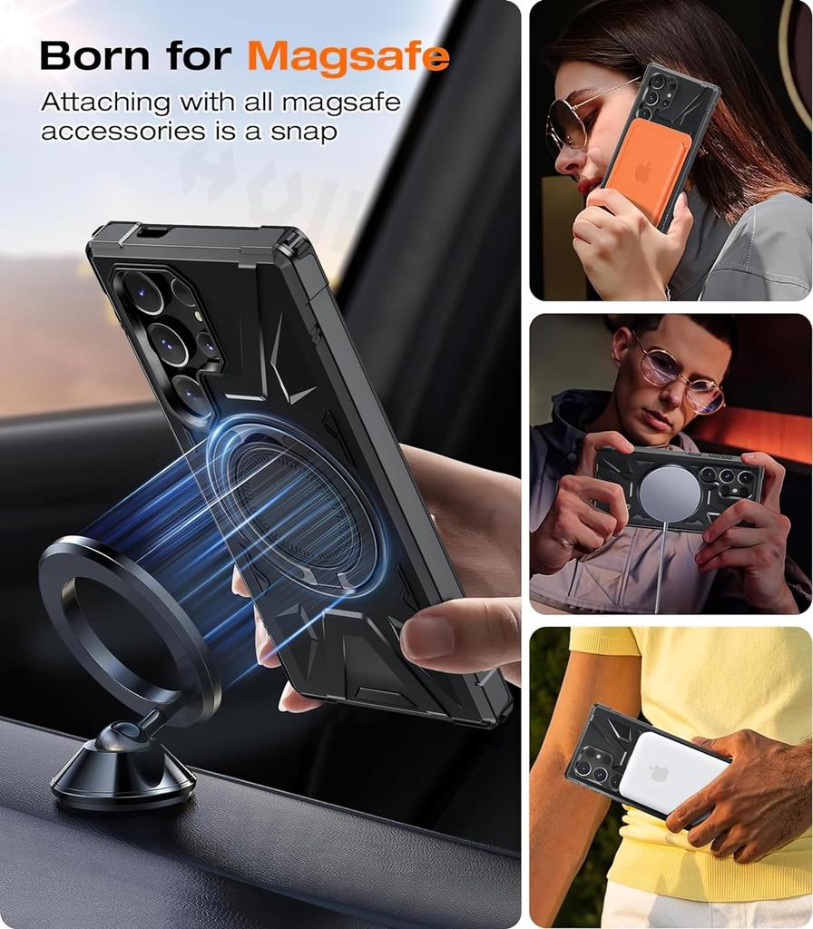 Чехол Armor Magsafe для Samsung Galaxy S24 Ultra S23 Plus S23 FE A15 A54 A14, кольцо-подставка, магнитное кольцо, защитный держатель, подставка, подставка