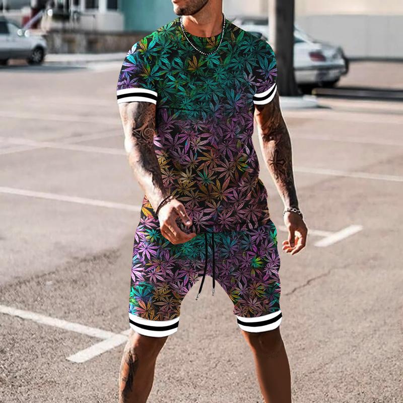 Мужские короткие наряды с 3D принтом, спортивный спортивный костюм, комплект из 2 предметов для мужчин, летняя комплектация, мужские тканевые мужские футболки с короткими рукавами, комплект шорт