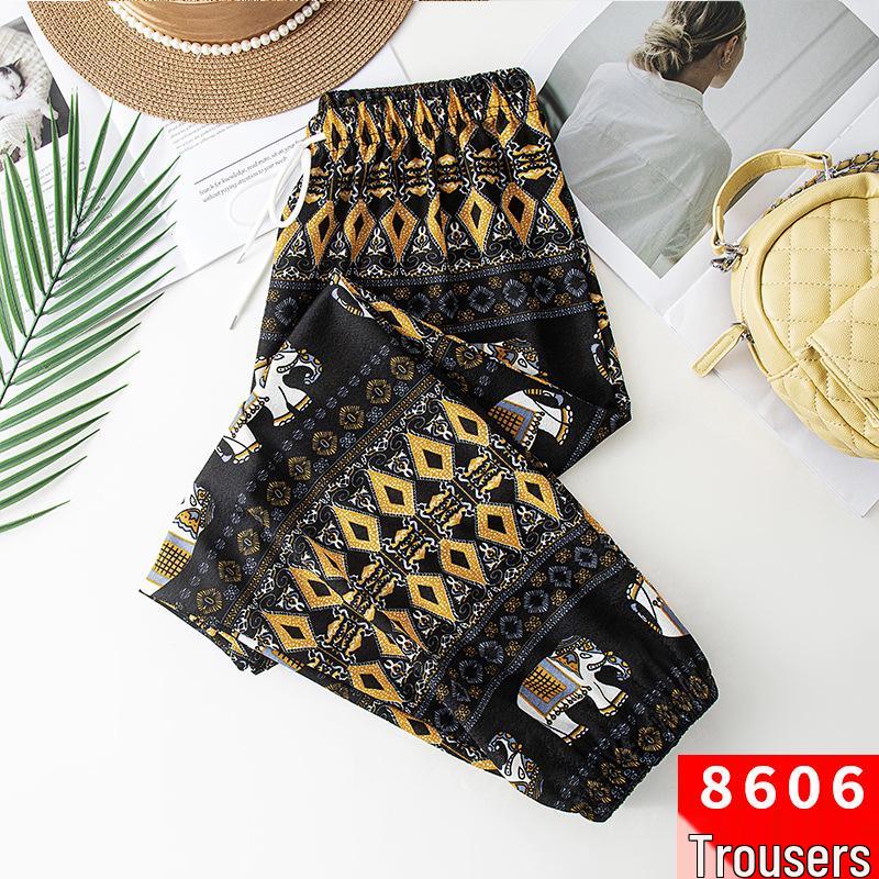 Женские бриджи-гаремы с высокой талией и манжетами, с этническим летним принтом тайских слонов, широкие
