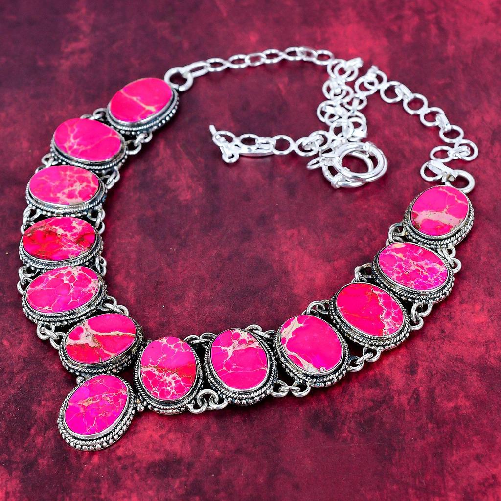 Ожерелье из розового морского осадка из цельного серебра 925 пробы с регулируемой цепочкой, ювелирное ожерелье ручной работы с драгоценными камнями на День памяти