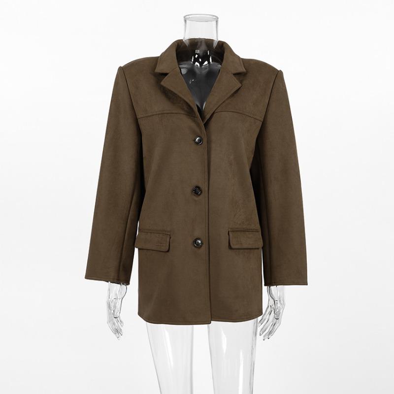 Осенне-зимнее винтажное замшевое пальто женское Design Sense утолщенное пальто средней длины с лацканами куртка женская одежда для поездок на работу