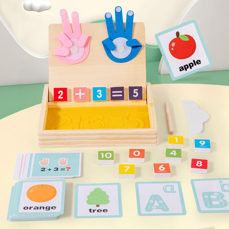 Children's 2-in-1 Sand Drawing Finger Counting Number Spelling Word Drawing Box  Montessori Teaching Aid Early Educational Toys