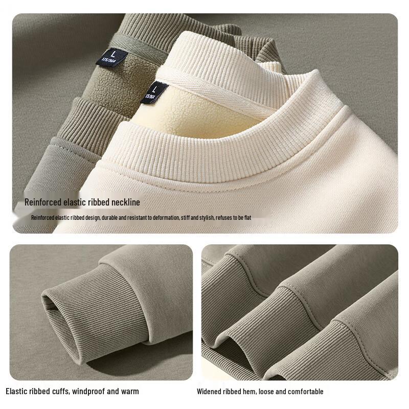 Jeanswest Men's Thickened Fleece Round Neck Sweatshirt