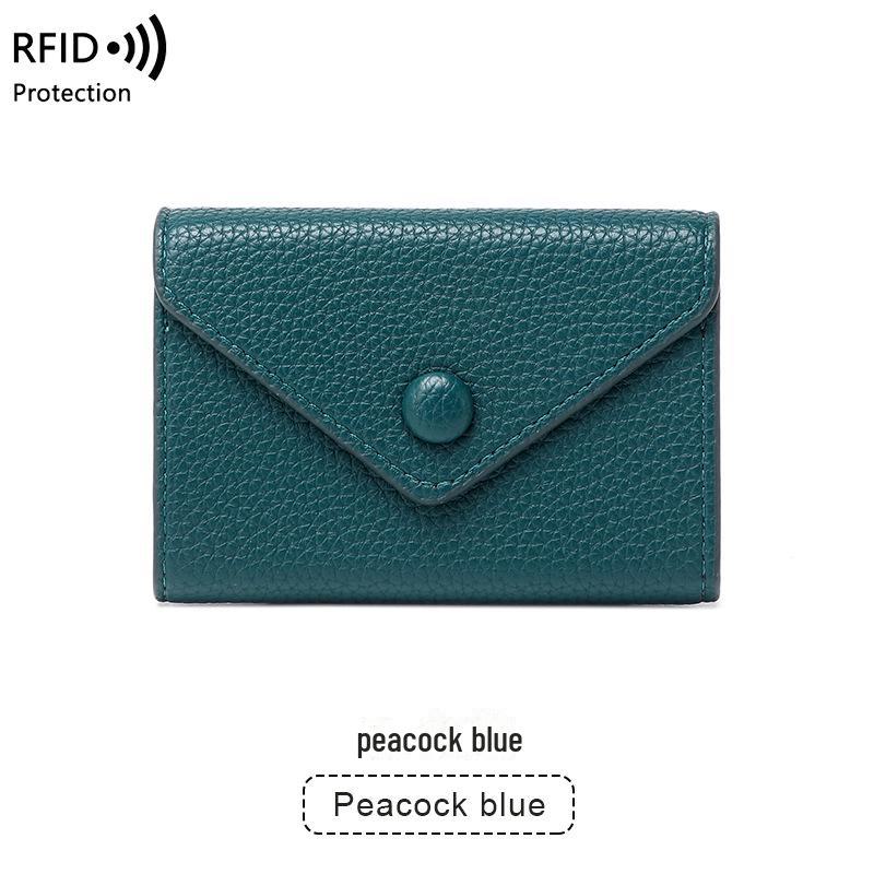 Держатель карт из кожи Litchi Grain с защитой от кражи RFID и кошелек для монет унисекс