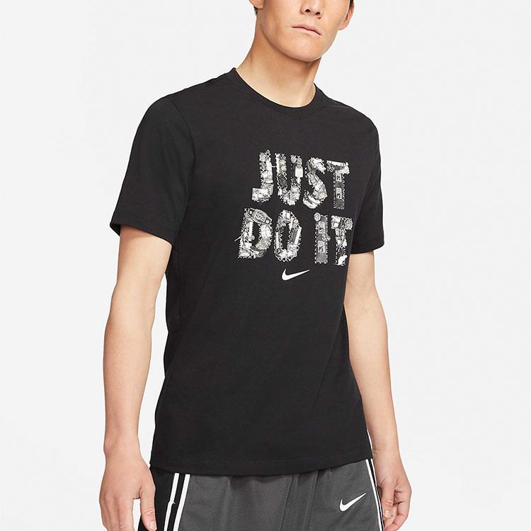 Nike Спортивная футболка с короткими рукавами Just Do It с буквенным принтом, мужские топы, черные DD0802-010