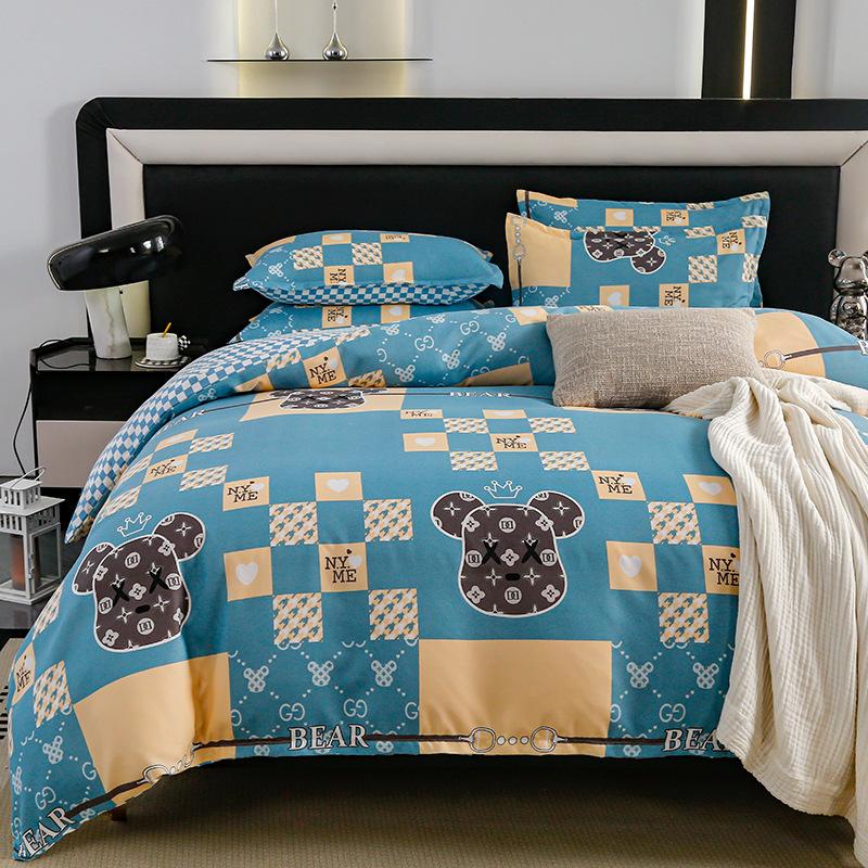 Комплект из четырех предметов из плотного хлопка с потертостями, комплект из 4 простыней и одеял, комплект из трех предметов для общежития