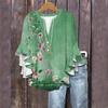 Summer Tops For Women Cute V Neck 3/4 Sleeve Blouses Floral Print Top Casual Shirts