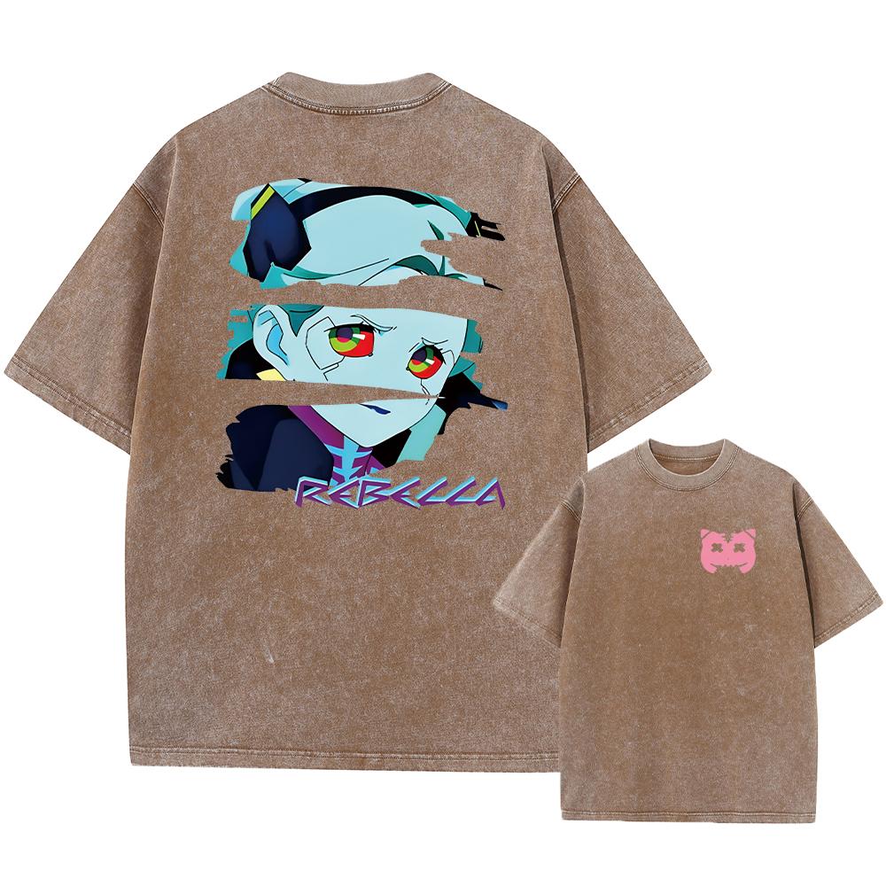 Футболки в стиле аниме Cyberpunk Acid, повседневные винтажные стираные футболки с коротким рукавом, манга, готика, уличные топы, унисекс, лето