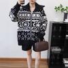 Autumn and Winter New Thickened Jacquard Design Sense Loose Lazy Wind Knitted Cardigan Medium and Long Sweater Jacket Women