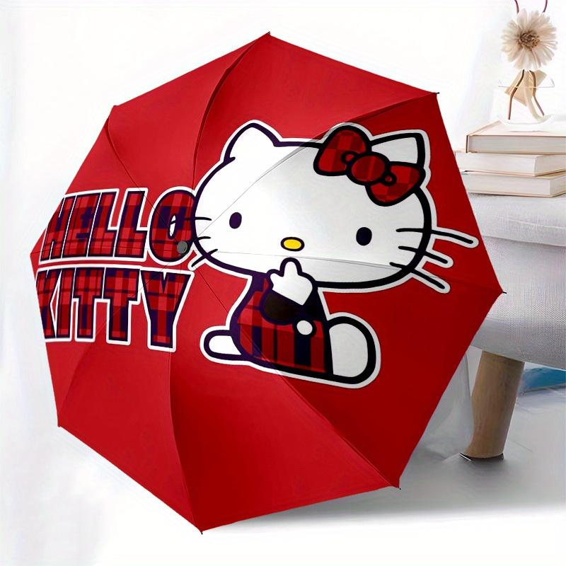 1 шт. Зонт с клетчатым дизайном Hello Kitty и пластиковой ручкой, подходит для всех сезонов, для дома, путешествий, на открытом воздухе Sanlio431