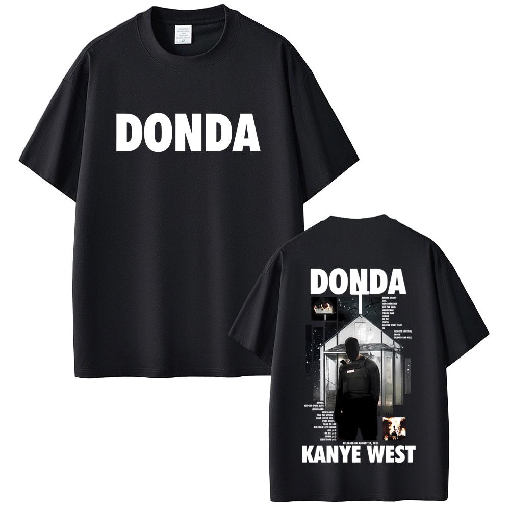 Футболка с принтом с обеих сторон Donda рэпера Канье Уэста Унисекс Женская Хип-Хоп Мода Поп-Музыка Футболки Унисекс Винтажные Футболки