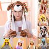 LED Light Funny Plush Moving Rabbit Ears Hat Hand Pinching Ear To Move Ears Cap Kids Women Party Deer Tiger Performance Gifts Girl Hat
