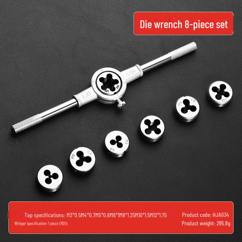 Набор метчиков и плашек из легированной стали промышленного класса, метрический, M3-M12, 8 предметов