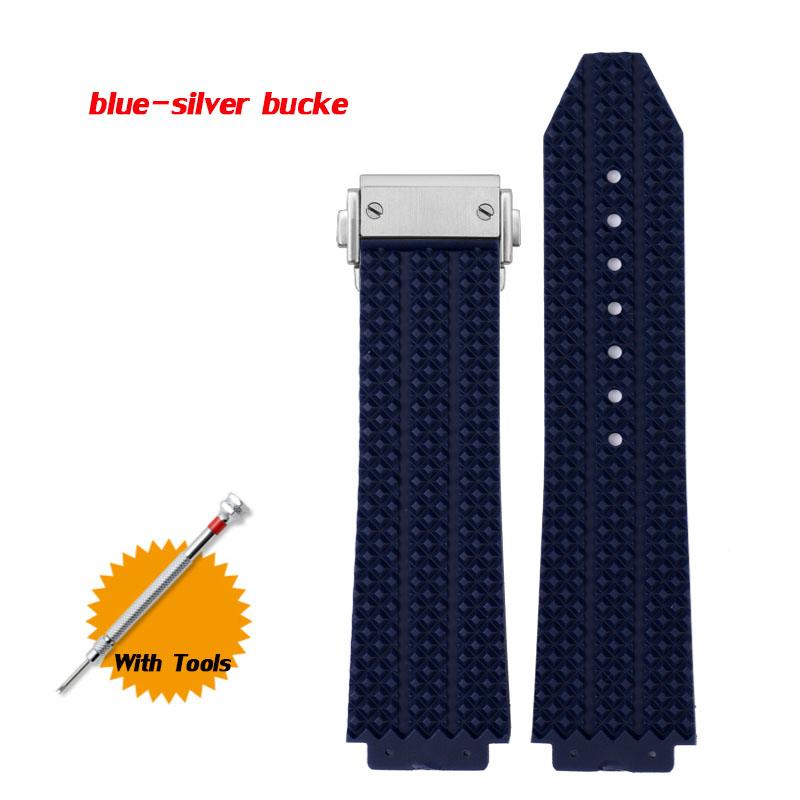 For Watch Band For HUBLOT BIG BANG Silicone 26*19mm 24*17mm Waterproof Men Watch Strap Accessories Granular Rubber Bracelet Brown