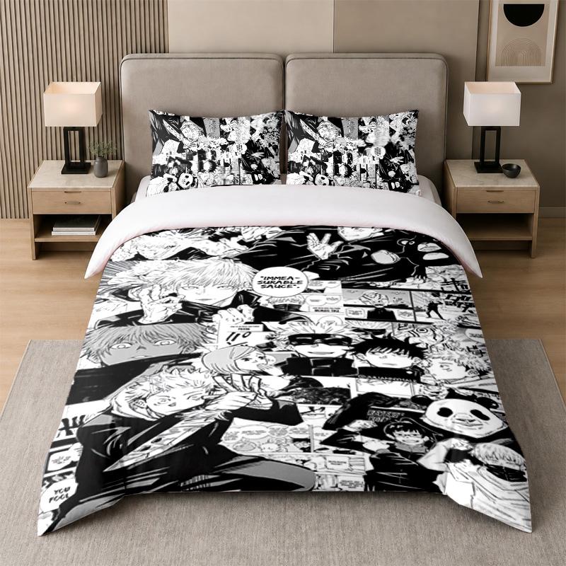 3Pcs Bed Set,Jujutsu Kaisen 1 Duvet Cover and 2 Pillowcases, Printed Bedding Decor For Guest Room