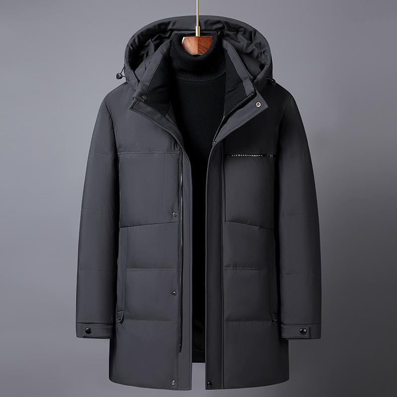 Зимняя мужская куртка-пуховик, новые большие размеры, мужские пальто с перьями среднего возраста, толстые теплые парки с капюшоном из 90% белого утиного пуха