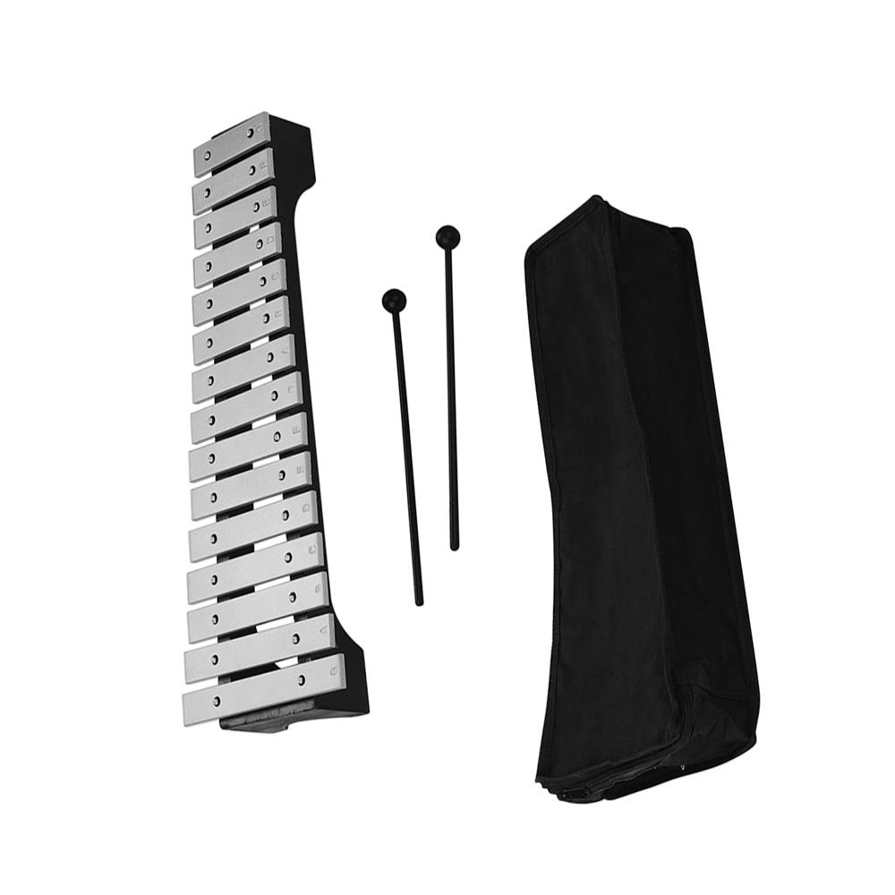 Ксилофон Глокеншпиль 15 нот Деревянное основание Алюминиевые планки с палочками Ударный музыкальный инструмент Подарок с чехлом для переноски