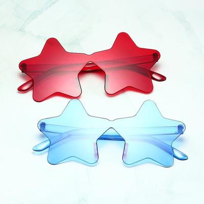 Новые модные индивидуальные солнцезащитные очки в виде пятиконечной звезды без оправы для вечеринок и пляжа